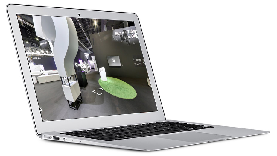 360 degree exhibition stand shots seen in a MacBook