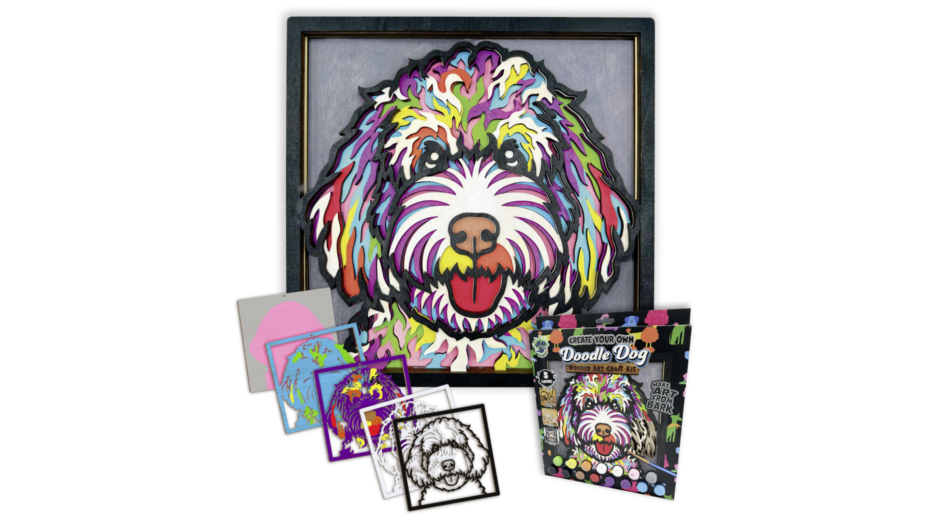 3D Set Wood Work with dog