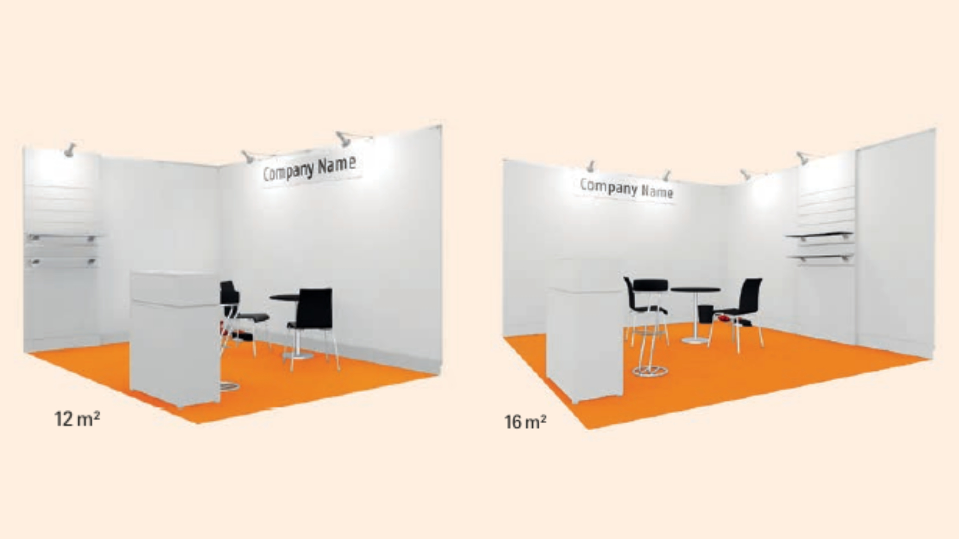 12 sqm and 16 sqm stand